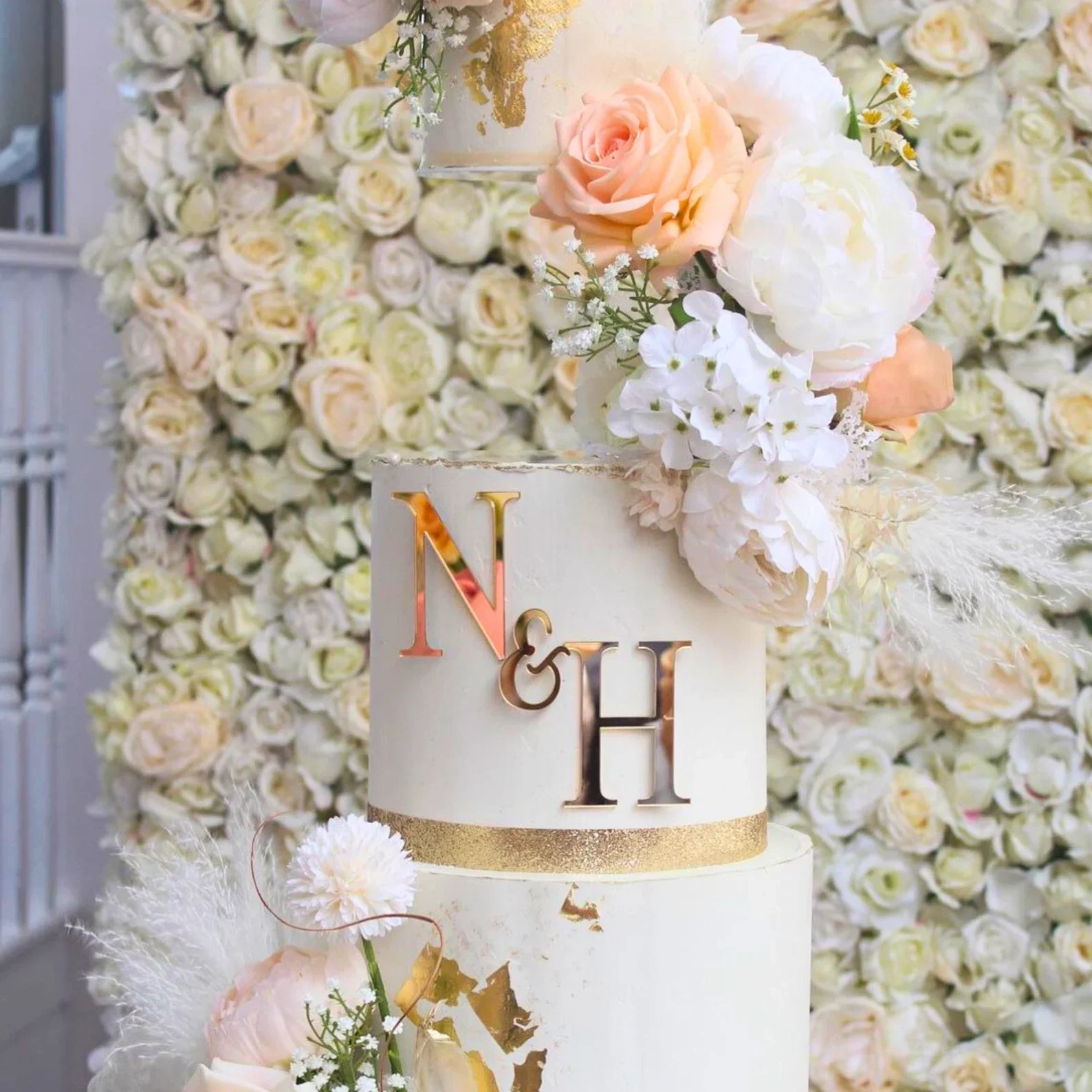 Breloques de gâteau de mariage initiales, dessus de gâteau monogramme, personnalisé, or, argent