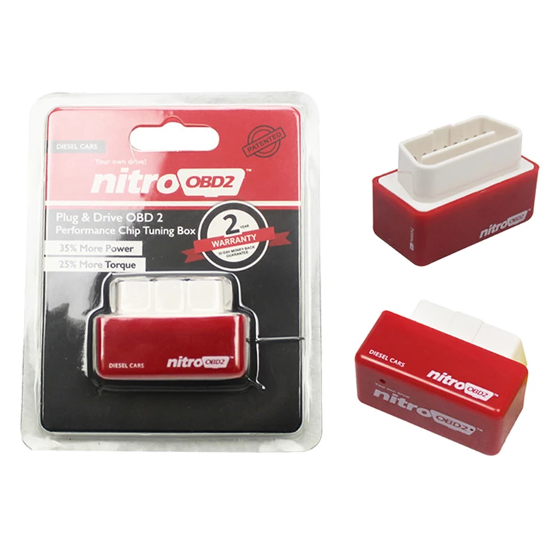 ECU Chip Tuning Box Plug Driver, Nitro OBD2 EcoOBD2, 15% Fuel Save More Power, Nitro OBD2, for Benzine Diesel Car, 4 Colors