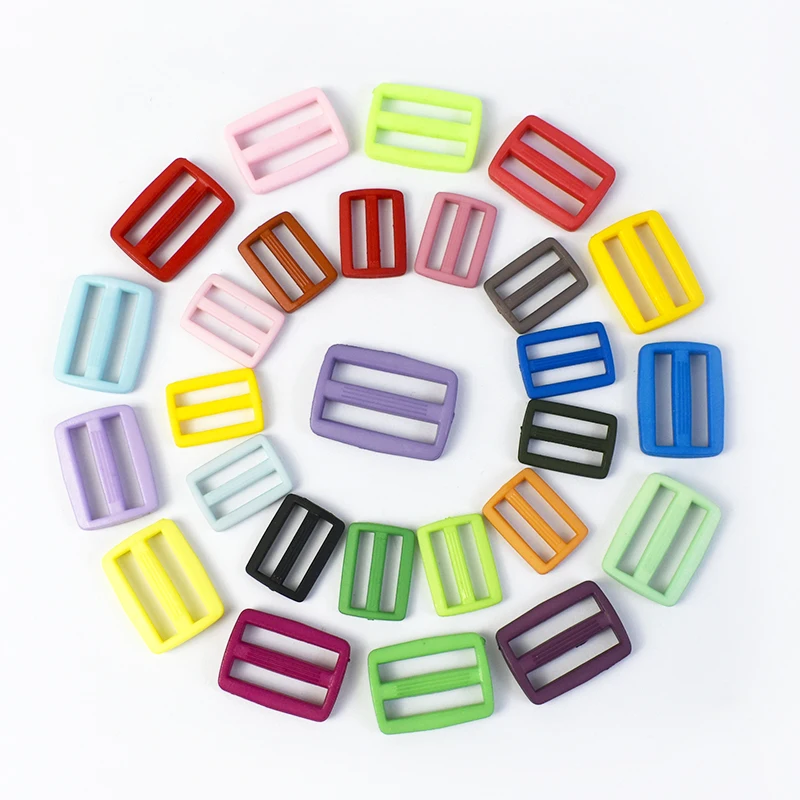 

50/100Pcs 16/20/25mm Plastic Tri-Glide Slider Buckle Color Adjust Loop Clasp Backpack Belt Webbing Hook DIY Sewing Accessories
