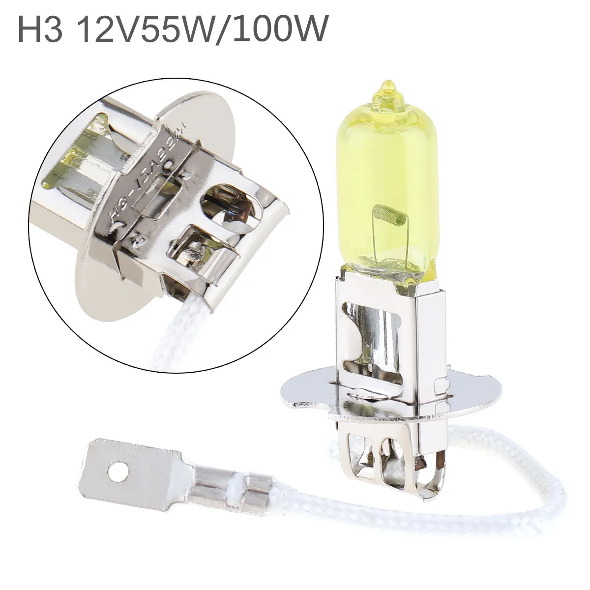 Car Light 12V 55/100W H3 H1 Yellow Light Super Bright Car Xenon Halogen Lamp Auto Front Headlight Fog Bulb For Car Vehicle Auto