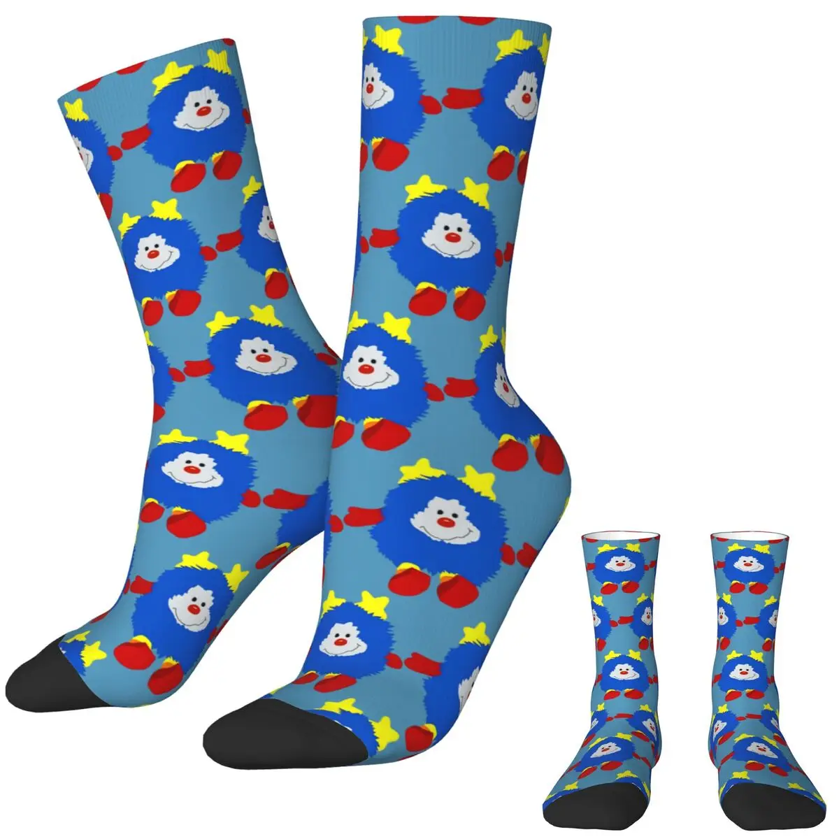 Cartoon Socks Winter Blue Sprite Stockings Kawaii Unisex Men Warm Soft Socks Graphic Outdoor Sports Anti Skid Socks