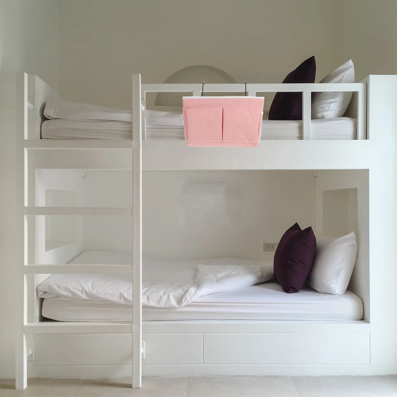 

Bedside Hanging Organizer Cotton Linen Iron Storage Bag Dorm Room Bunk Beds Books Phones Glasses Sundries Bedside Organiser