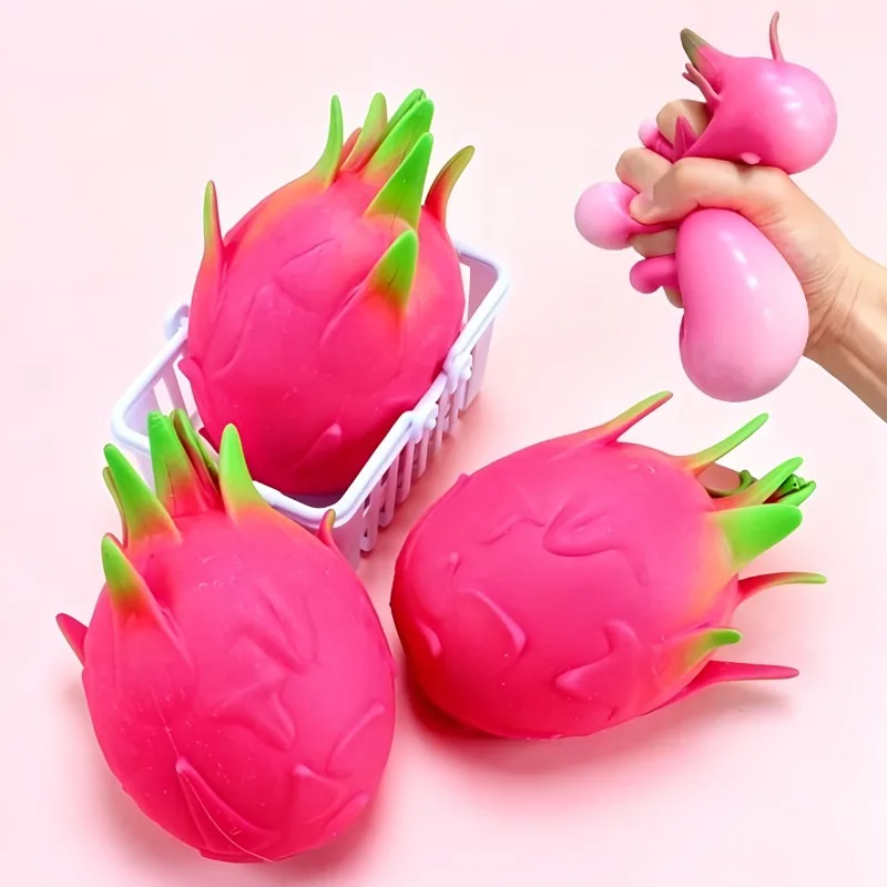 Bola Anti-stress de Simulação de Pitaya, Brinquedo Macio e Apertável, Aliviador de Estresse, Brinquedo Sensorial Fidget, Brinquedo de Descompressão Esticável