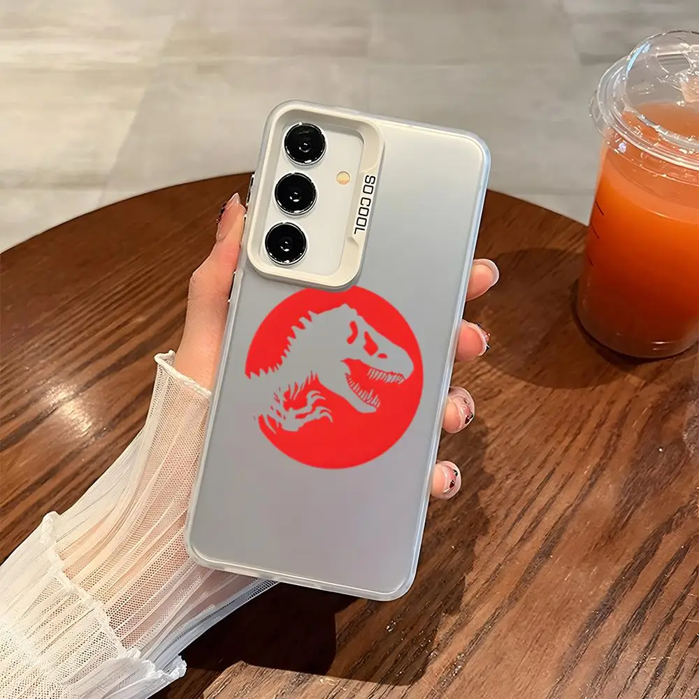 Jurassic Park Dinosaur Phone Case Matte Colored Silver for samsung Galaxy S10 S21 S22 Plus S23 S24 Ultra FE Luxury Cover