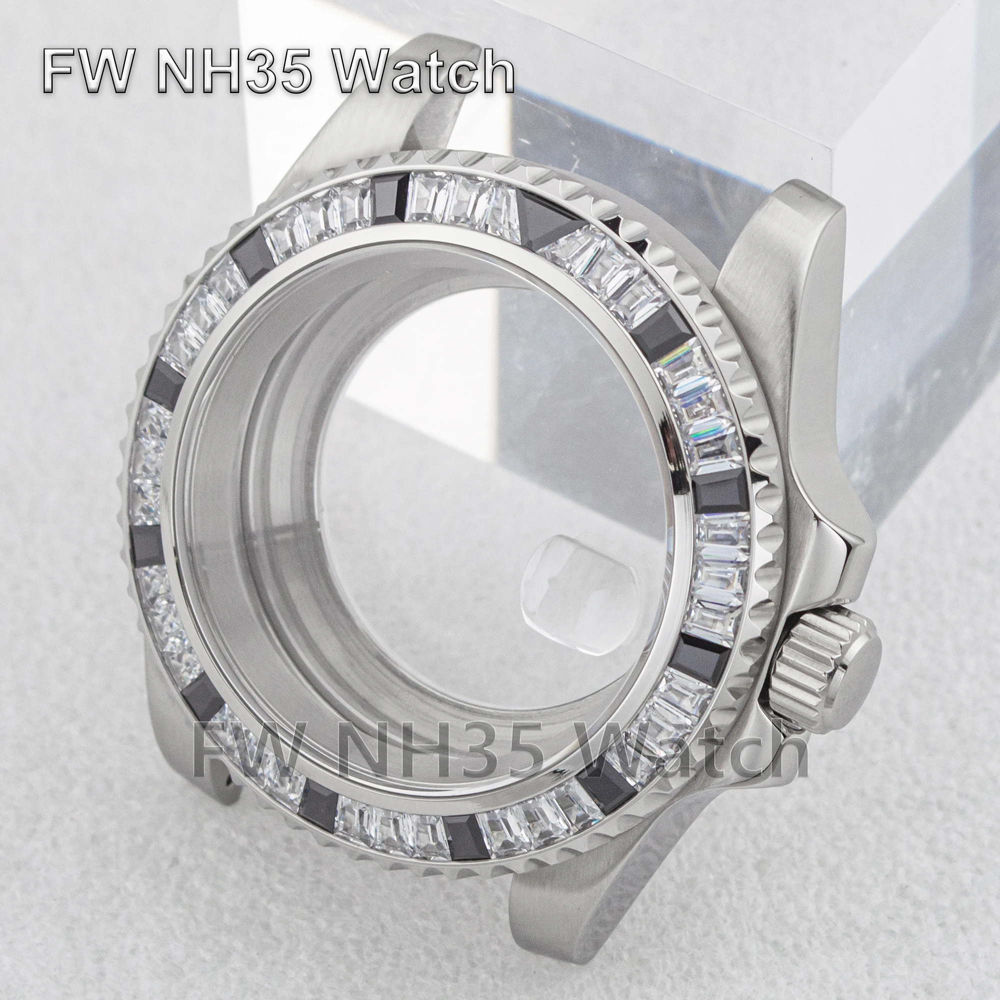 

Diamond Watch Case Sapphire Glass 10MAT Waterproof Metal Case Suitable for Mod SUB GMT Watch Parts Fit NH34/NH35/NH36 Movement