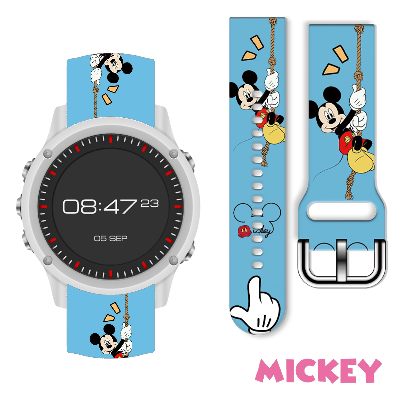 Disney Naughty Mich 20mm Printed Strap for Samsung Galaxy Watch 6/5 40mm 44mm Band Replaceable Bracelet for Amazfit Balance 45mm