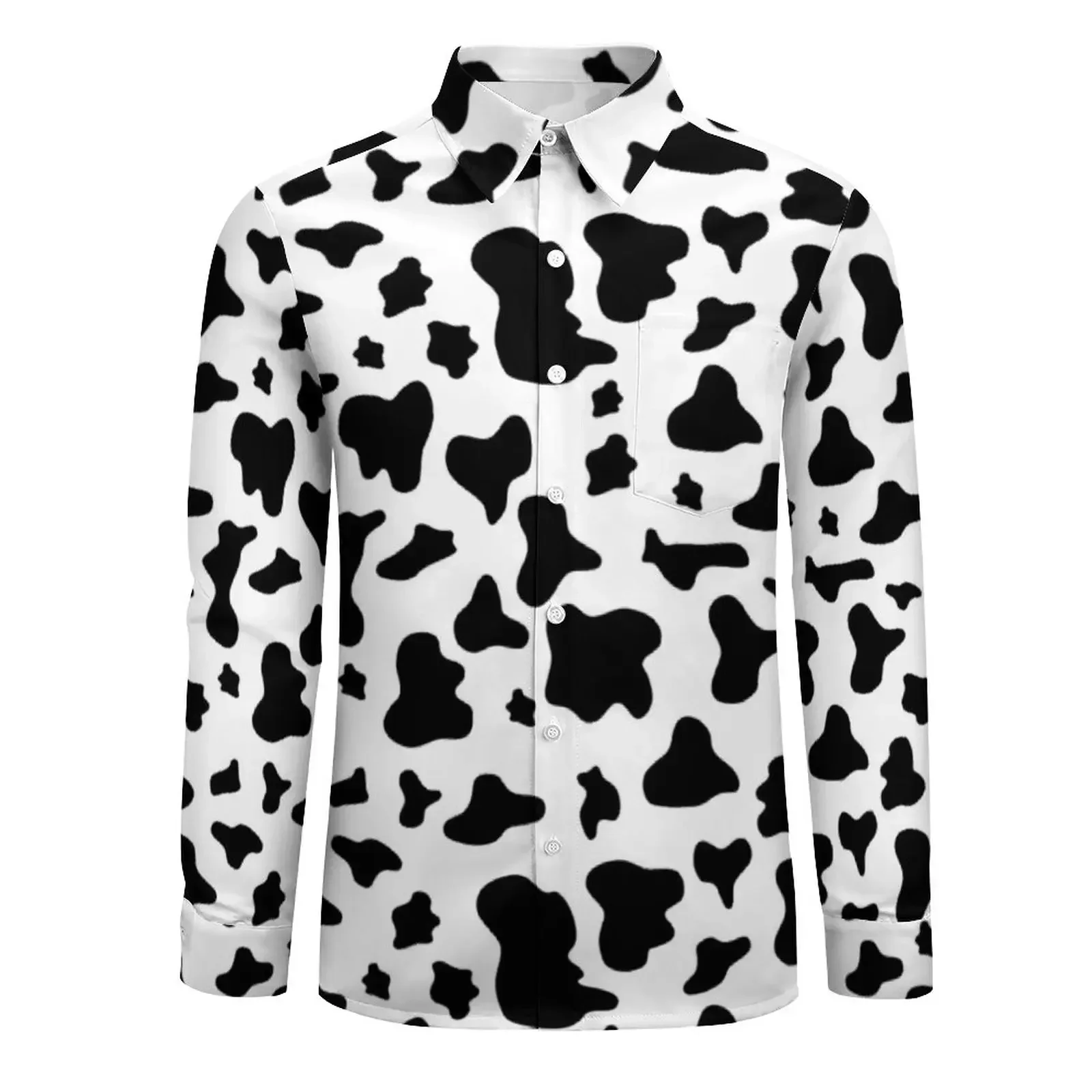 

Funny Farm Shirt Man Black White Cow Print Casual Shirts Spring Funny Graphic Blouses Long Sleeve Trendy Oversize Birthday Gift