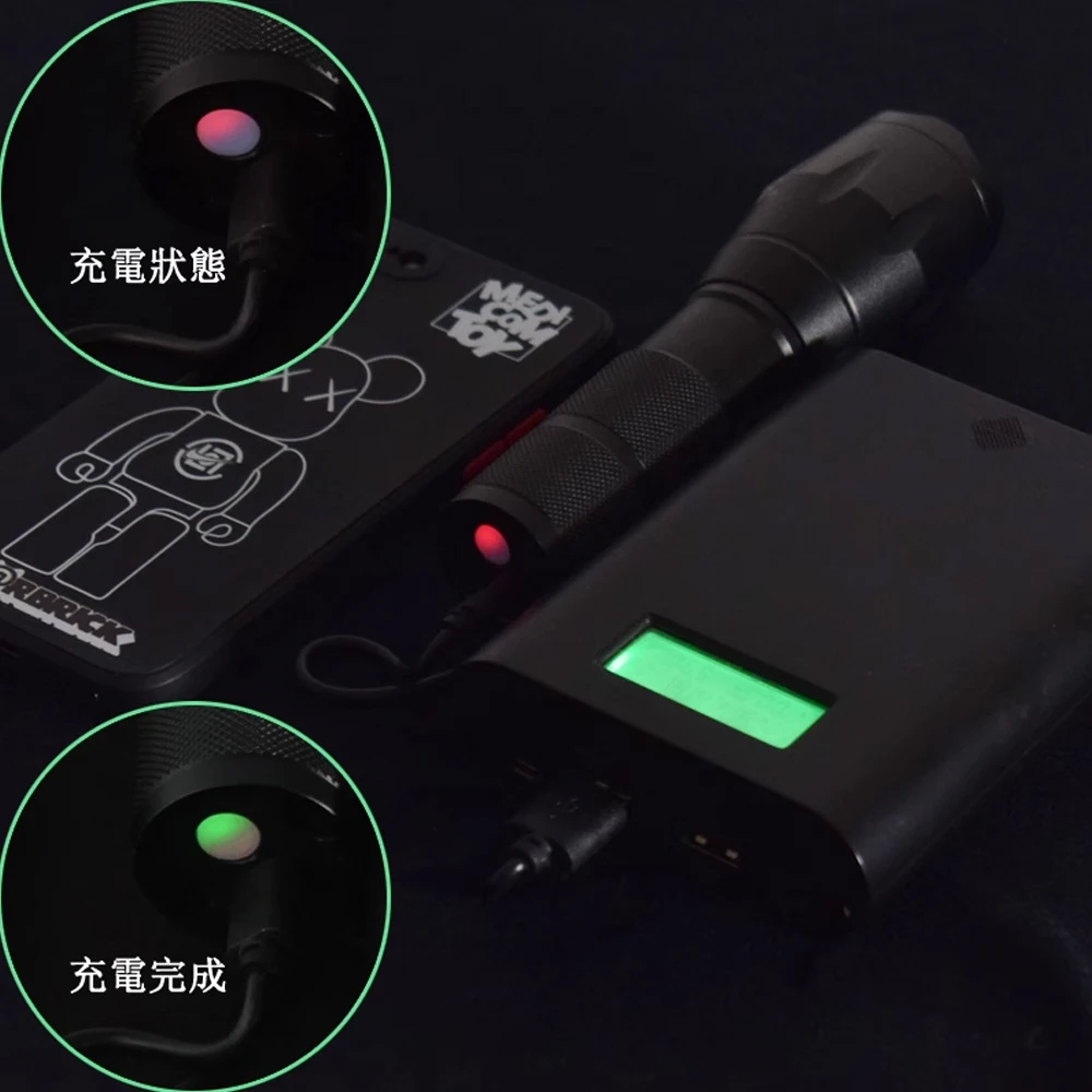 Flashlight Green Light,Green Flashlight Hunting USB Rechargeable Type-c, Outdoors Zoom Green Tactical Flashlight