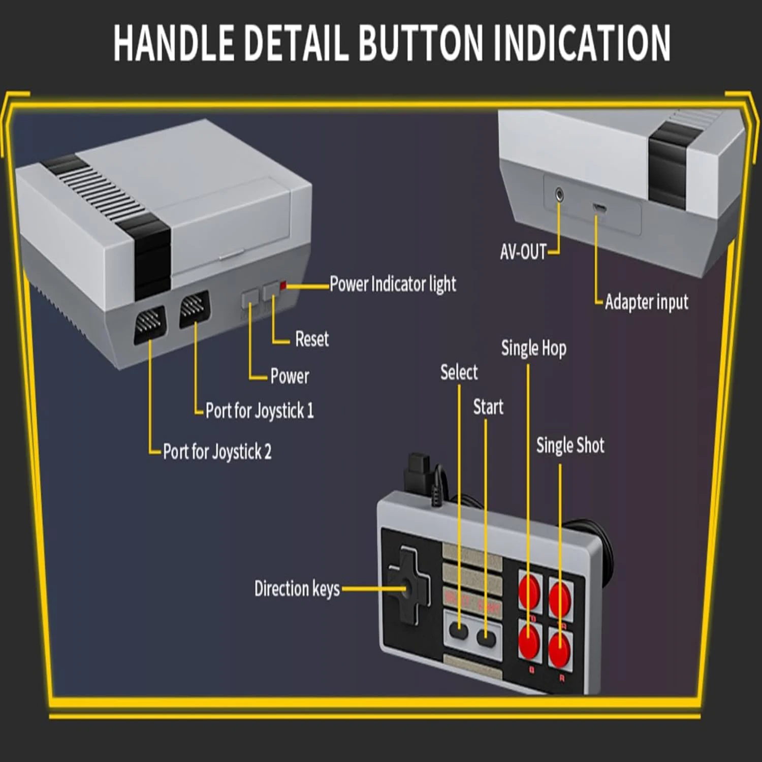 وحدة تحكم ألعاب ريترو، نظام ألعاب فيديو كلاسيكي AV، وحدة تحكم مدمجة في 620 لعبة مزدوجة الوضع مع وحدة تحكم، هدية للعطلات #4