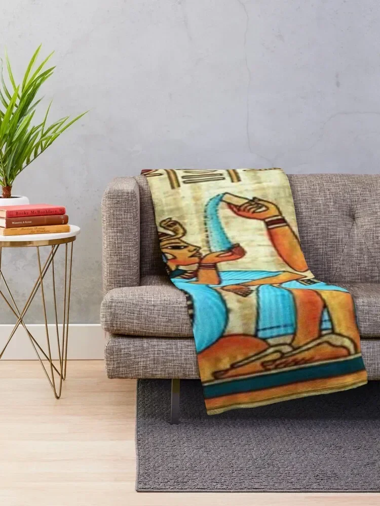 King Tut Perfuming His Wife Throw Blanket Sleeping Bag Soft Plush Plaid Blankets