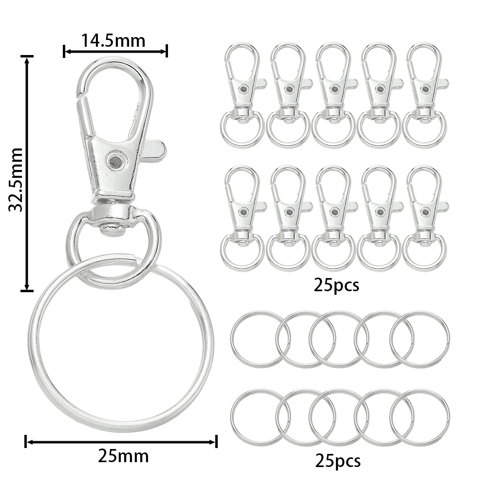 50pcs Swivel Snap Hooks with Key Rings