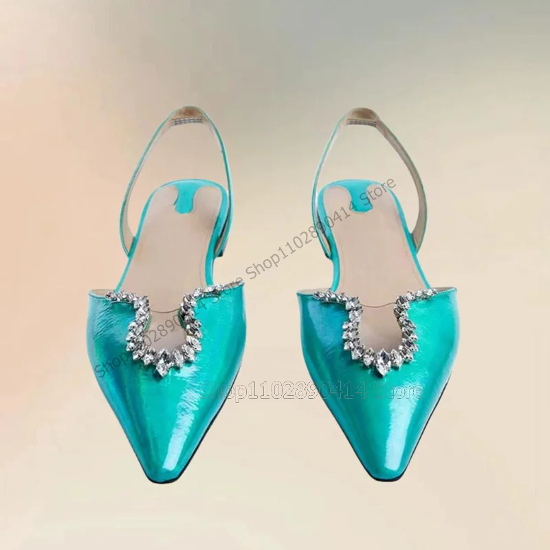 

Crystal Decor Green Cut Heel Pointed Toe Pumps Slip On Women Shoes Low Top Novel Fashion Party Banquet 2024 Zapatos Para Mujere