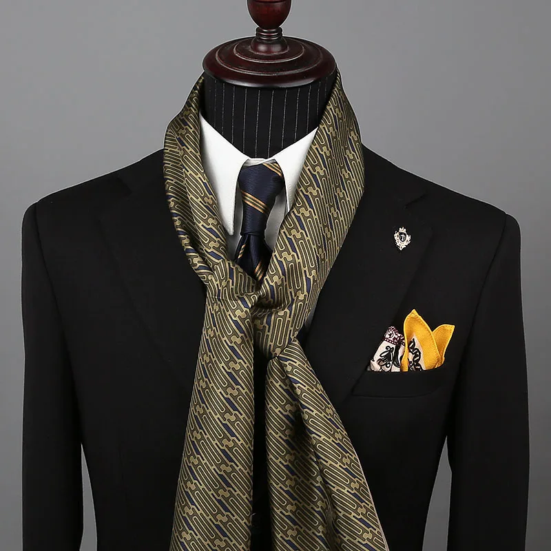 silk-scarf-men's-thin-autumn-high-ne-protection-long-silk-tie-busin-sle-geometric-pattern-multifunctional-scarf