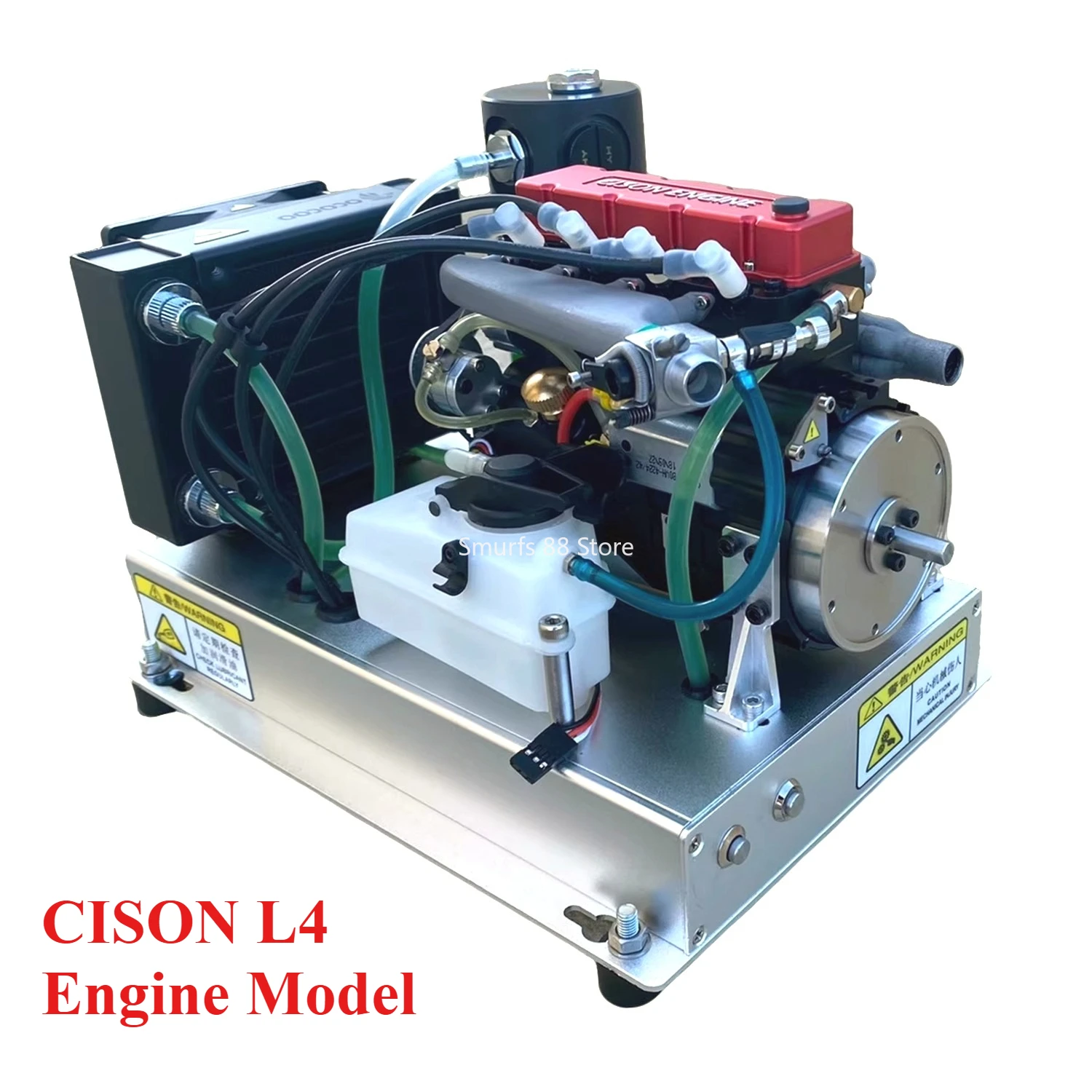 CISON Engine Model with Metal Base Miniature Four Cylinder Engine L4 Internal Combustion Engine Finished Products Toy
