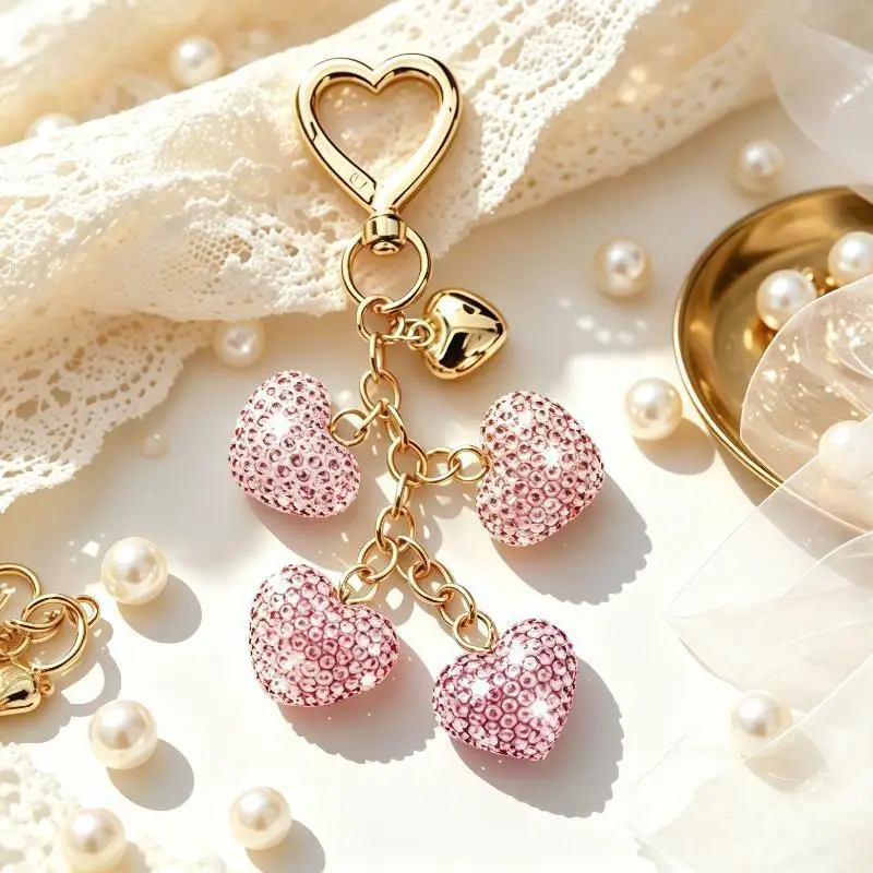 Kristall-Bling-Taschenanhänger, ästhetisches Handtaschen-Accessoire, Autoschlüsselanhänger, süßes Geschenk für Frauen und Mädchen, Taschen-Ersatzteile – Detail 5