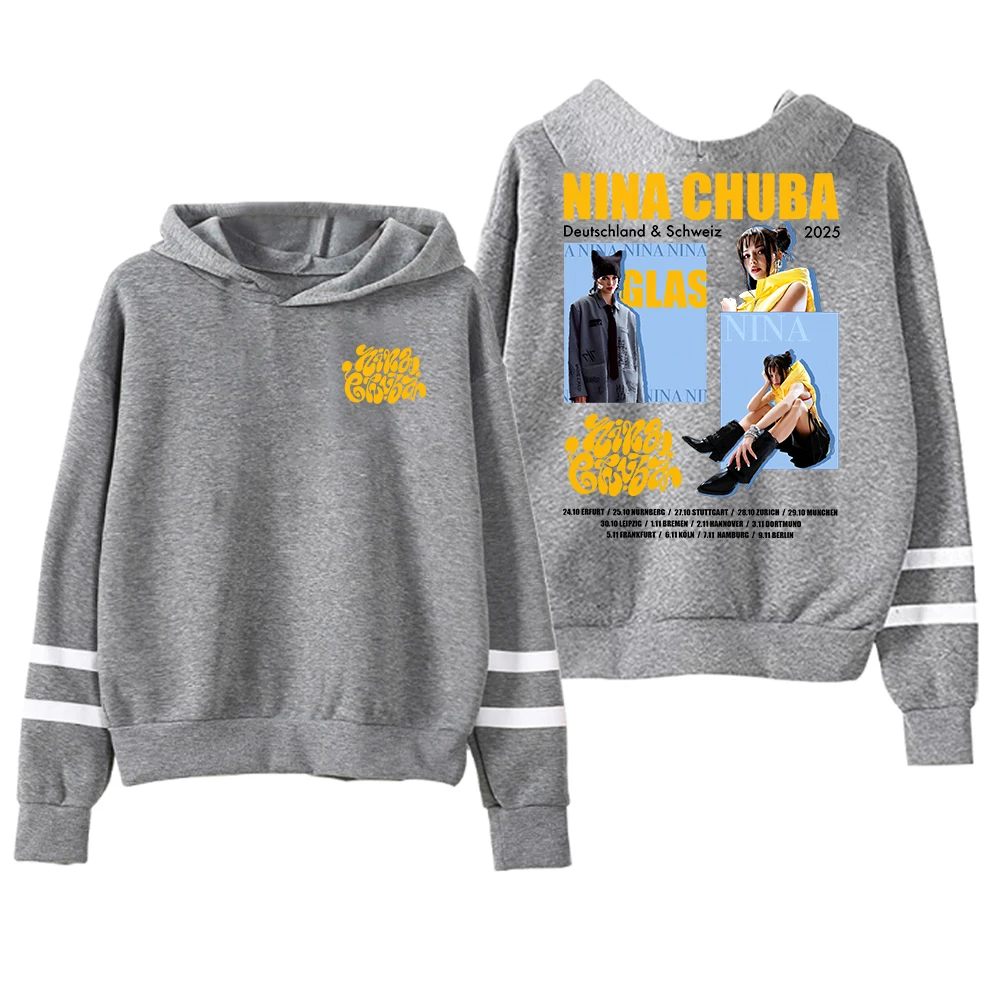 GF نينا تشوبا هوديي جرافيك عتيق 2025 جولة الساحة بدون جيوب قضبان متوازية كم ملابس الشارع الشهير الرجال النساء مقنعين البلوز