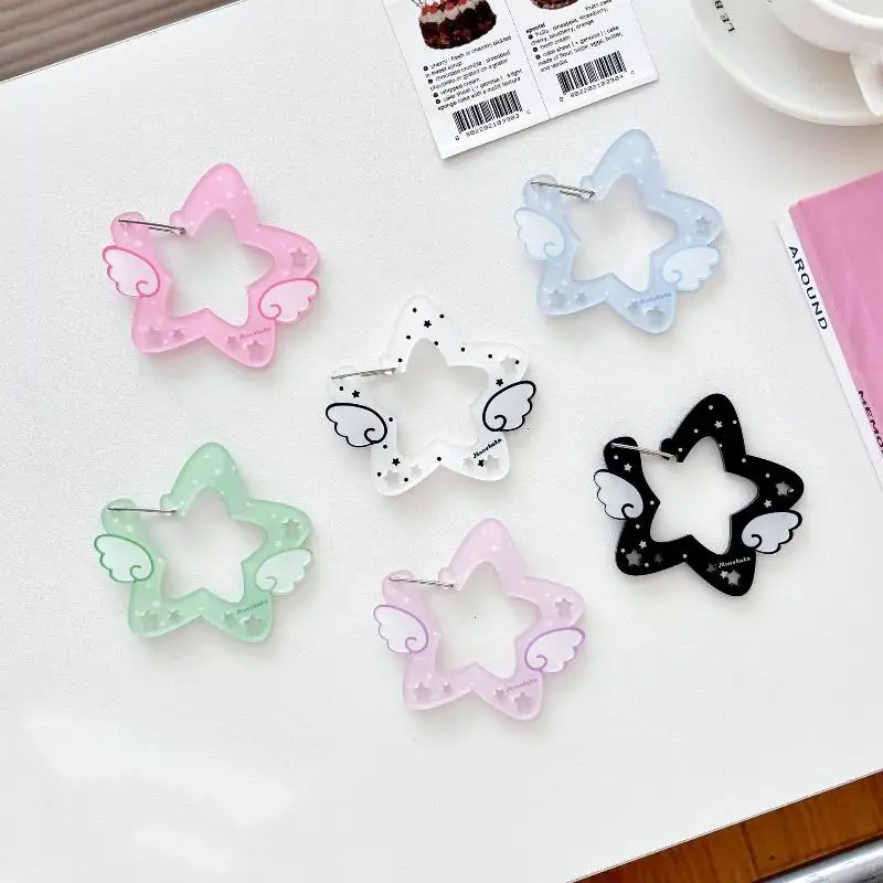 Cute INS Style Wings Star Carabiner DIY Keychain Bag Charm Backpack Pendant Handbook Acrylic Package Hanging Keychain Decoration