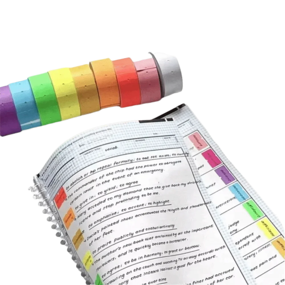 Colorful Stickers Tape Handwritten Fluorescent Notes Paper Stickers Self-Adhesive Student Sticker Labels Blank Memo Stationery