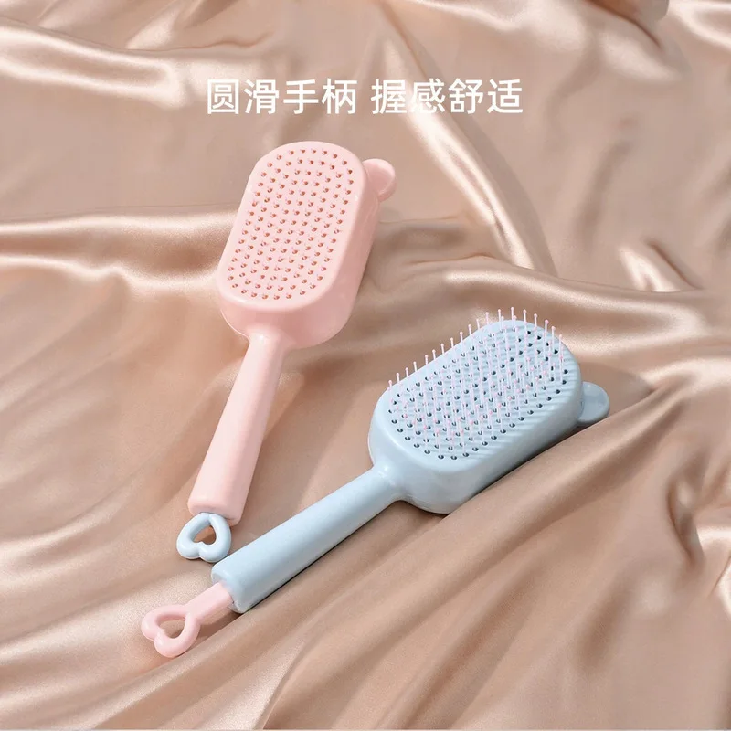 Retractable Air Cushion Massage Comb Long Handle Heart Shape Paddle Brush Anti-static Hair Detangler