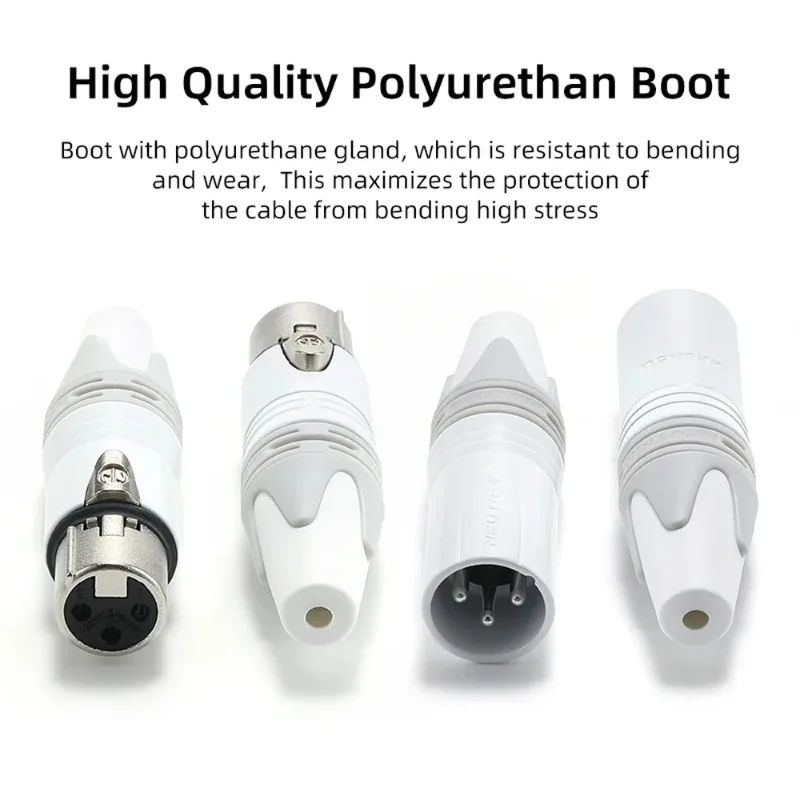 Plugue de linha de cobra xlr branco, 3 pinos banhado a prata, conector de cabo de microfone diy NC3FXX-WT NC3MXX-WT para áudio personalizado