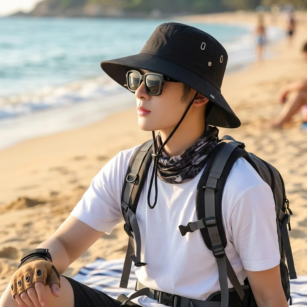 Waterproof Bucket Hat Breathable for Hiking Men's UV Protection Sun Cap Quick Dry Adjustable Fishing Hiking Hat