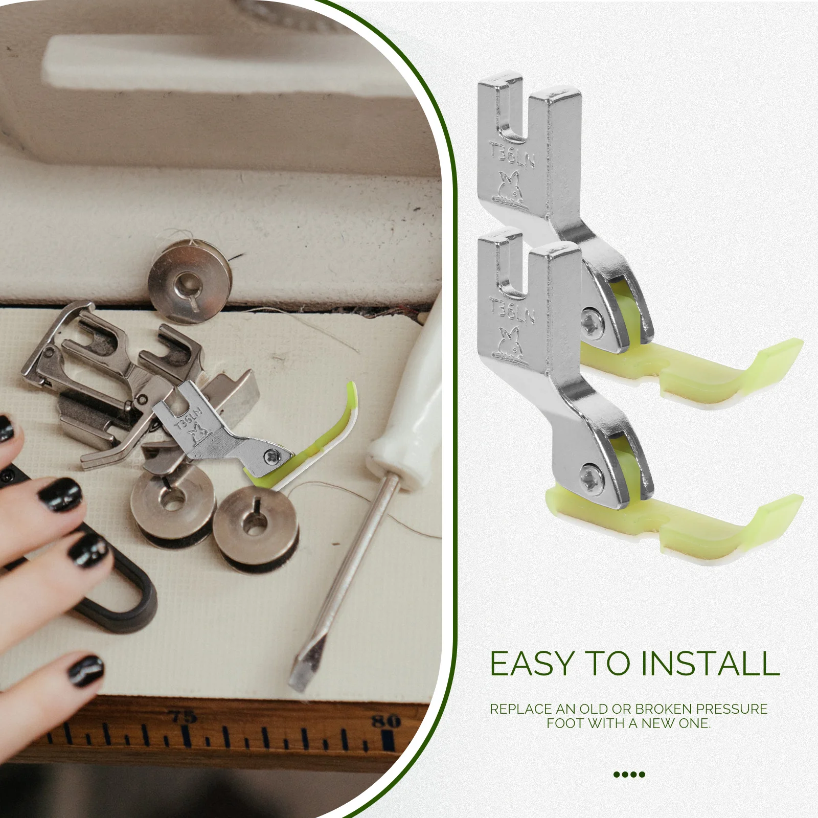 Pieds-de-biche pour Machine à coudre, 5 pièces, Guide simple face en plastique, facile à installer, pour Machine à coudre industrielle à aiguille unique
