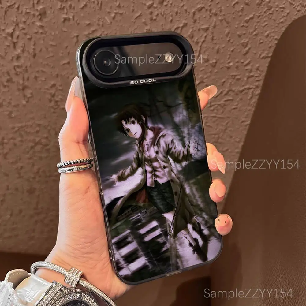 Serial Experiments L-Lain Handyhülle für iPhone 17,16,15,14,13,12,X,8,Pro,Max,Plus,E,SE4,Air,Mini Schwarz IMD Matt