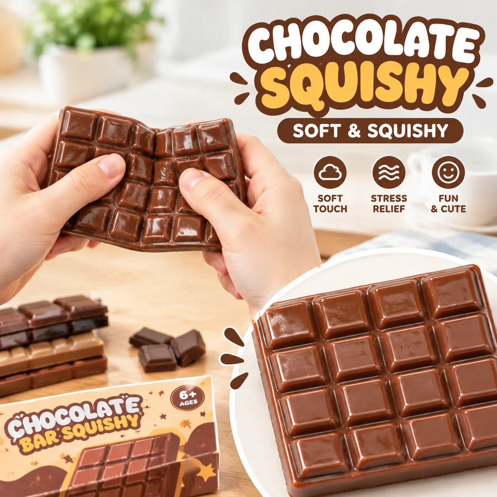 Squishy Chocolate Block Fidget Toy Slow Rising PU Material Stress Relief Decompression Toy Hot Sale Wholesale Factory Direct