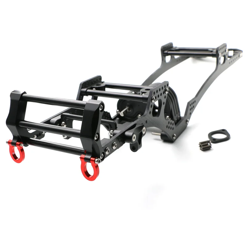 

HOT-LCG Carbon Fiber Chassis Kit Frame Rail Skid Plate Gearbox Bumper Set For SCX10 1/10 RC Crawler Car DIY Upgrades Parts
