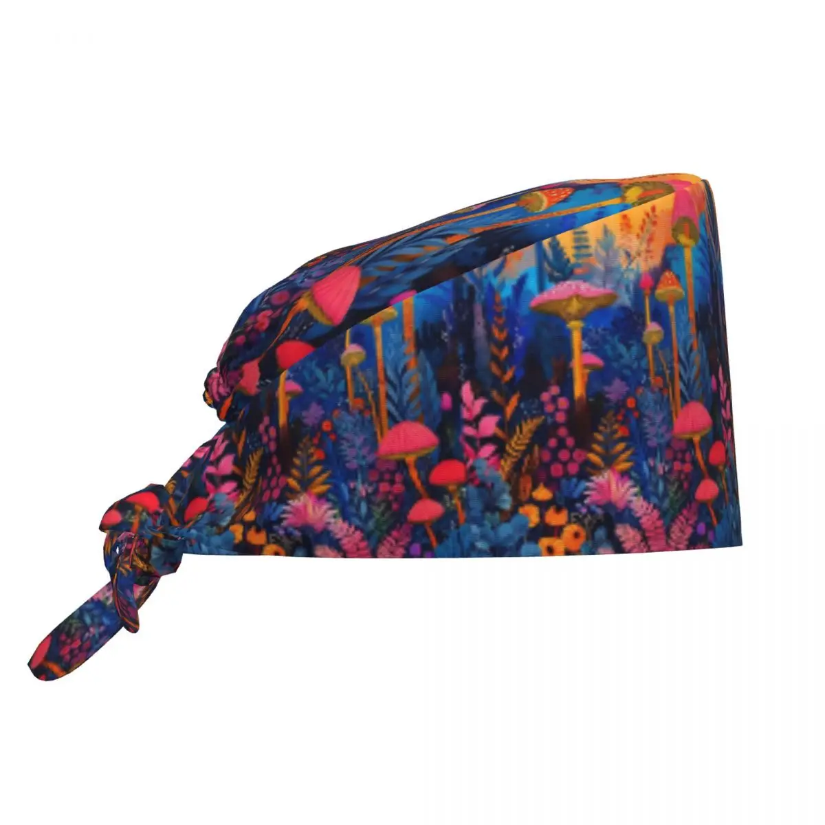 Gorro quirúrgico de enfermería médica Hospita con setas de bosque coloridas, gorros de trabajo para enfermería y cuidado de mascotas, gorros exfoliantes de estilo Unisex