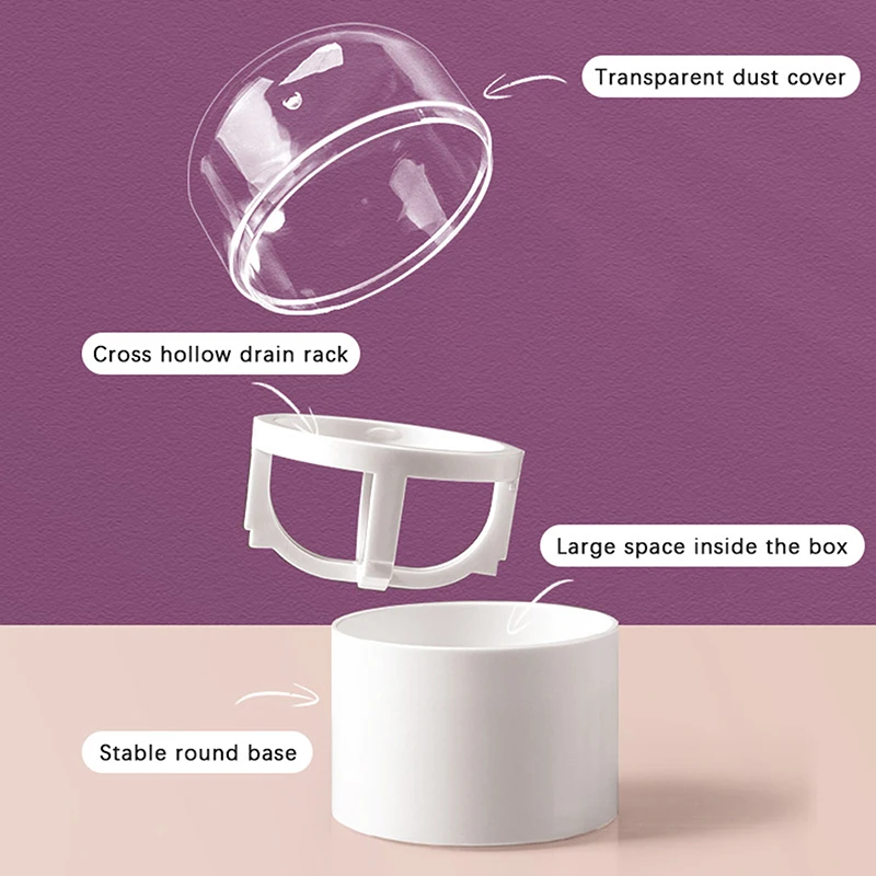 Scatola di immagazzinaggio portatile per uova di bellezza Scatola di asciugatura Custodia per stendino per soffio di spugna Supporto per spugna Supporto per soffio per frullatore per trucco con coperchio