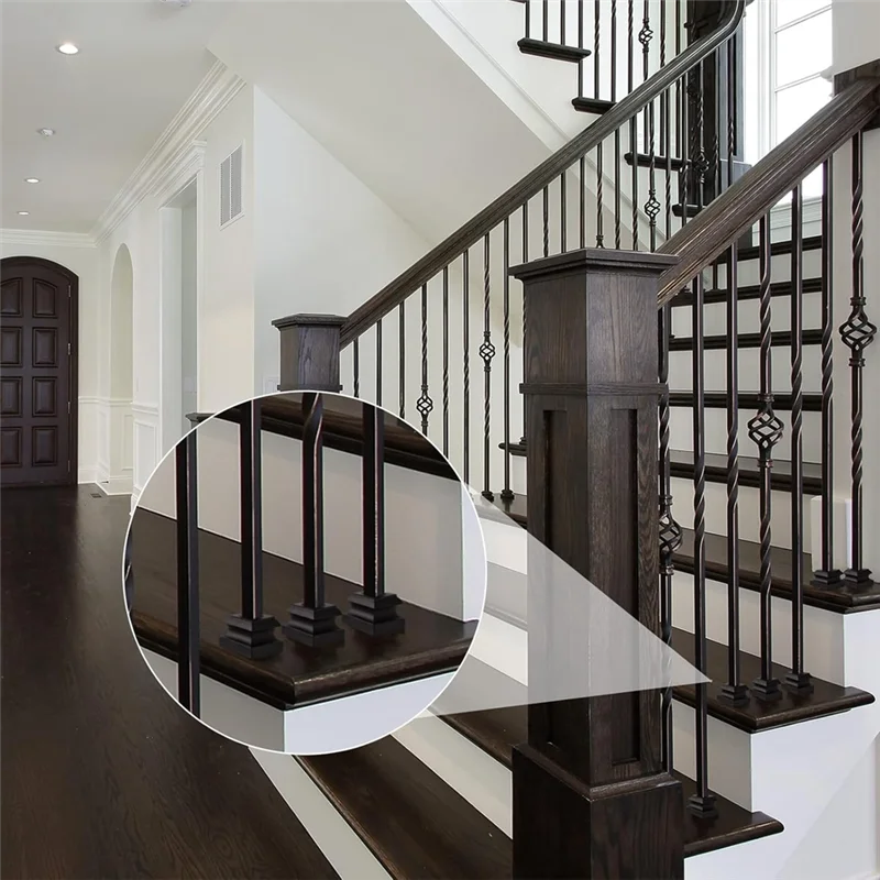 B23B أحذية الدرابزين الحديدي للسلالم-تصميم مسطح 1/2 بوصة سلة التمرير المربعة تويست المفصل الدرج 48 قطعة