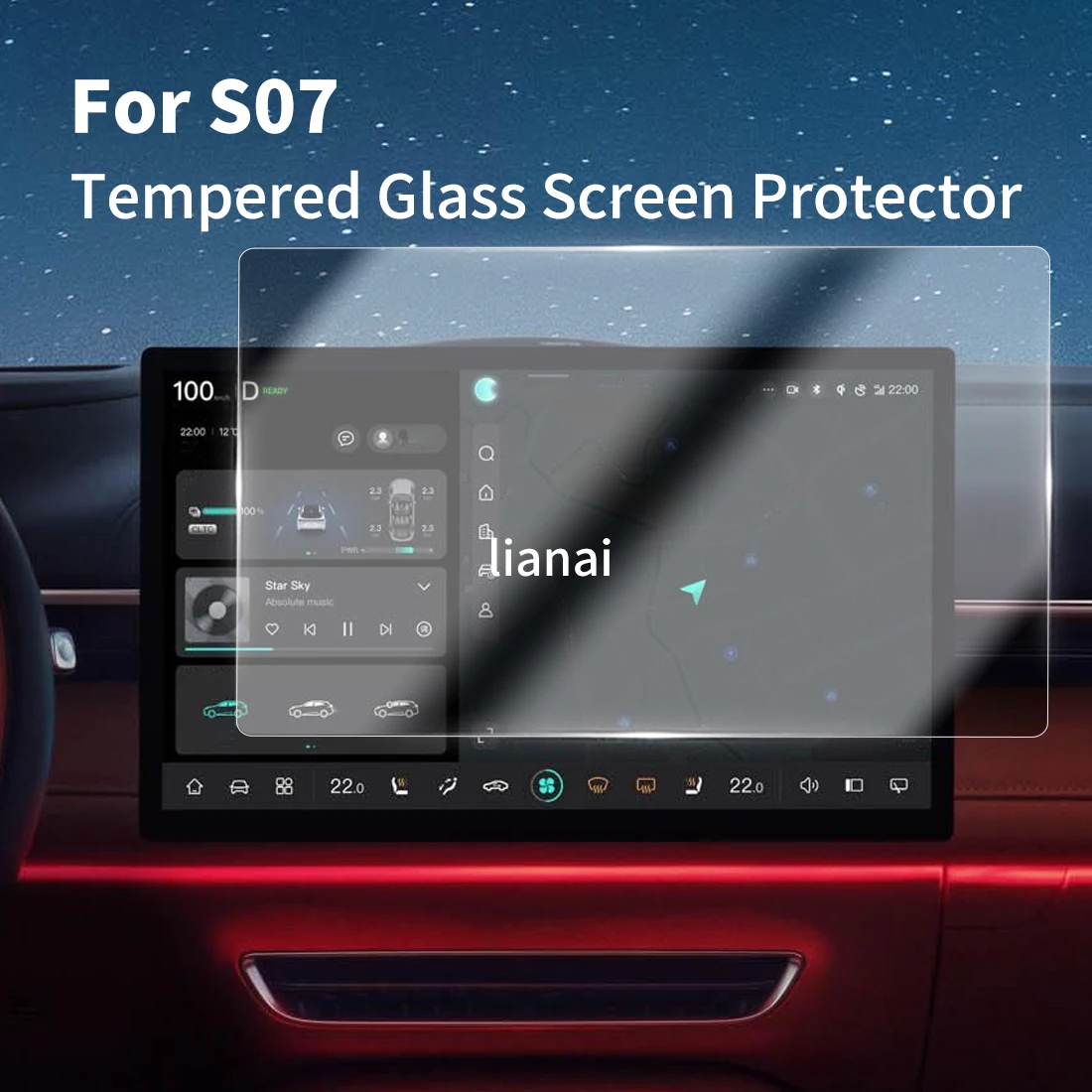 

Carplay Display Digital Screen Protector Tempered Glass Protective Film Navigator Car Stickers Accessories For DEEPAL S07 2024