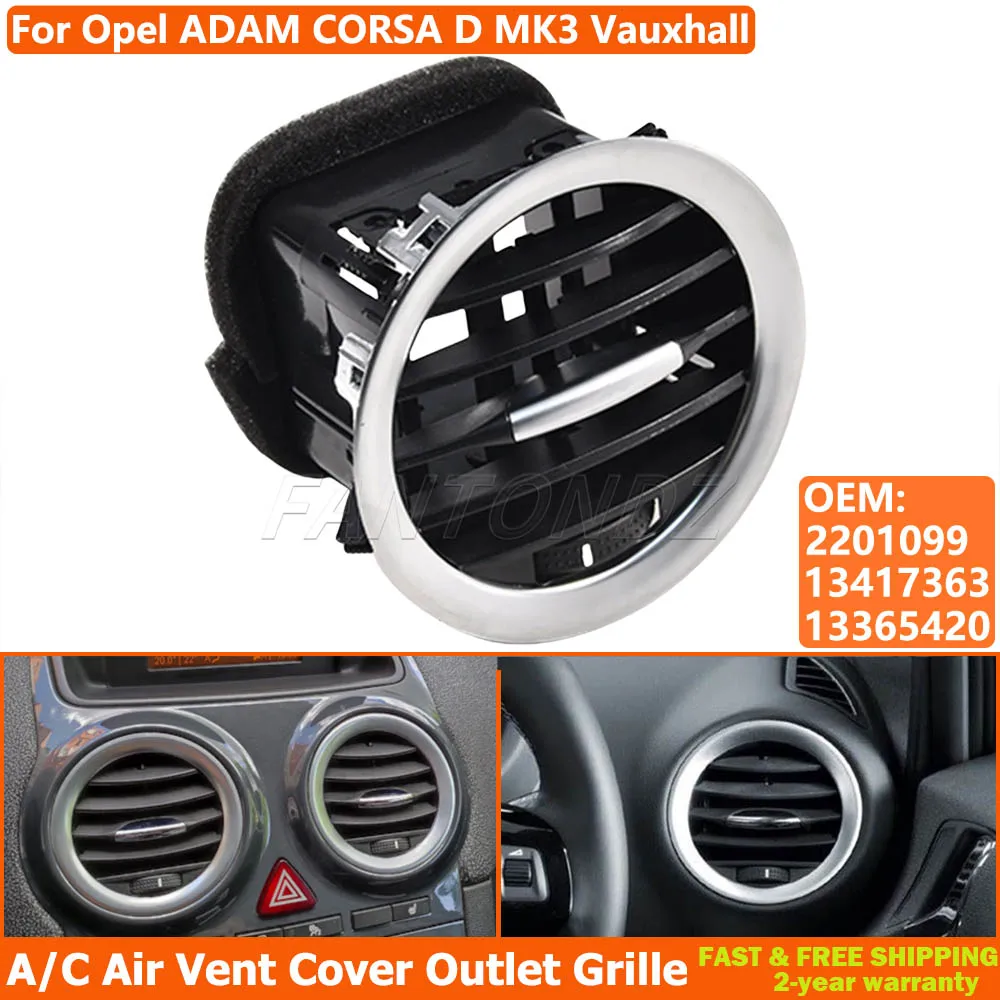 Chrome Air Vent Grille For Opel Corsa D Adam 2201099 13417363 13365420 Car Interior Dashboard Air Air Conditioner Outlet