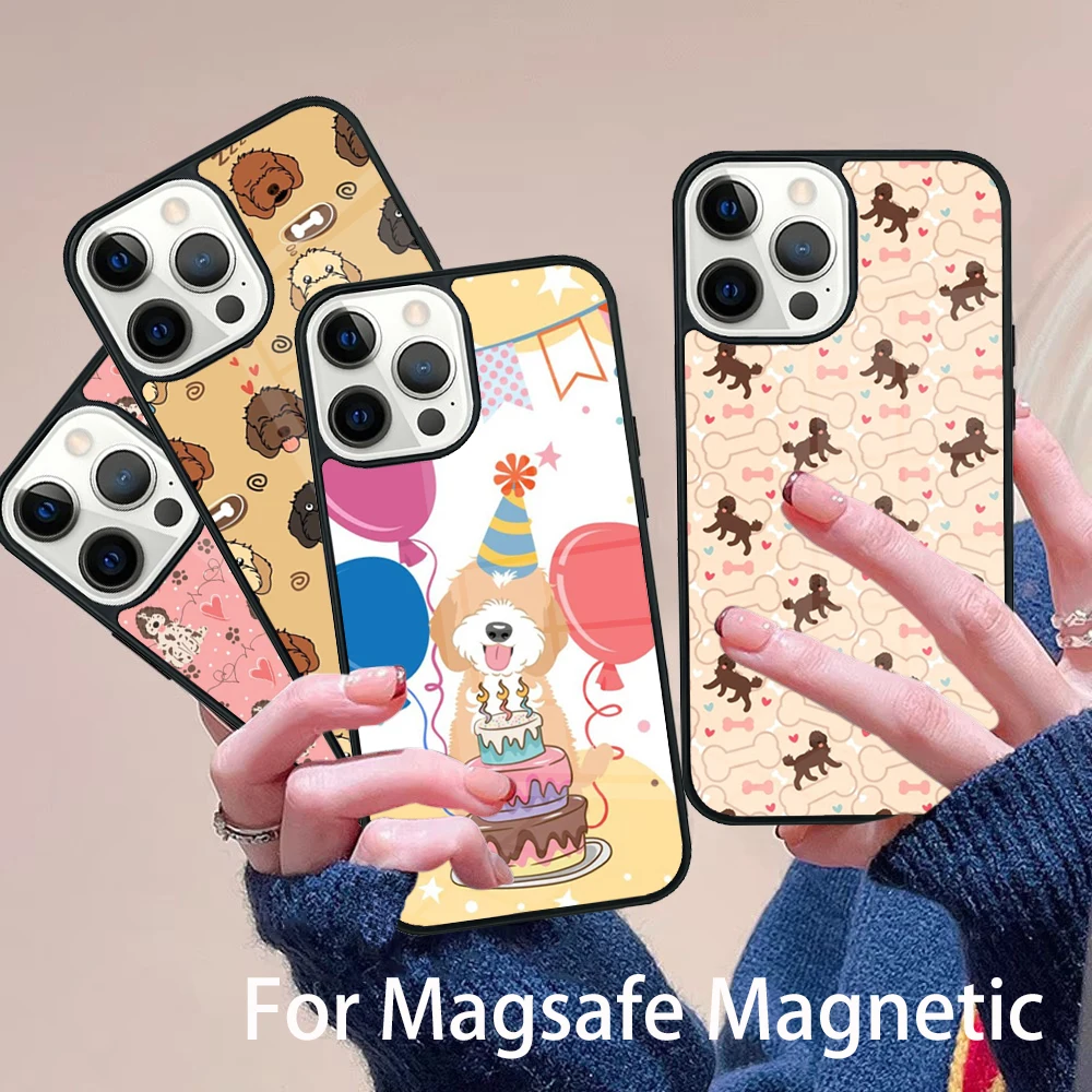 

Cartoon Cavoodle Cavapoo Phone Case Magesafe Magnetic Wireless Charge Cover For IPhone 16 11 12 13 14 15 Pro Max Plus Mini