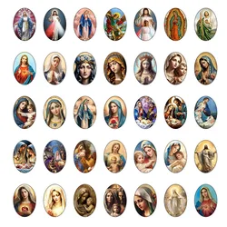 6~20PC Mixed Oval Catholicism Glass Cabochon Religious Image Cabochon Pendant for DIY Necklace&Keychain Making Accessory
