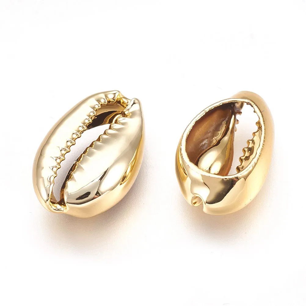 

50 Pcs Bracelet Metal Shell Pendant Cowrie Shells Beads for Bracelets Golden Craft Making