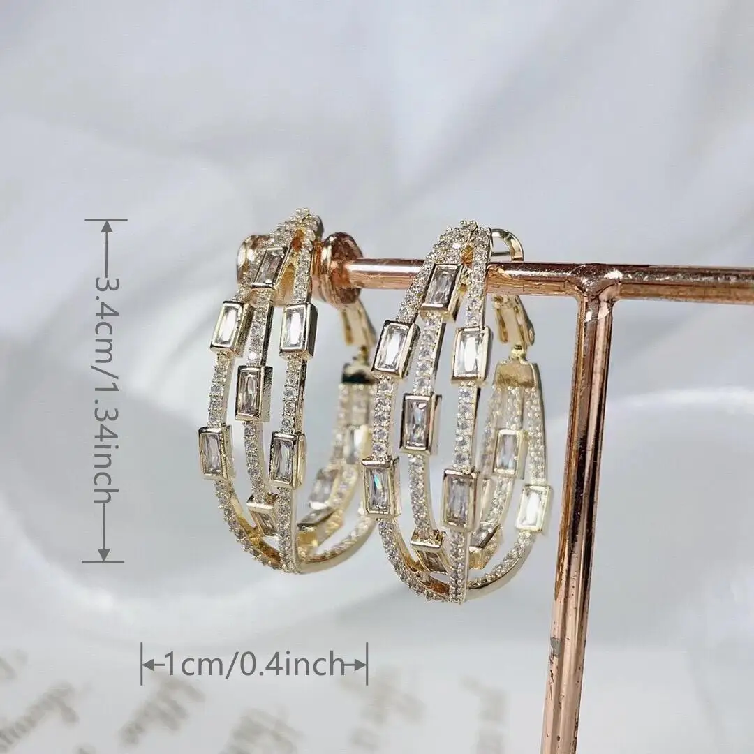 Fashion Twine Design Circle Big Hoop Earrings Paved Color Cubic Zirconia Luxury Women Party High Quality CZ Jewelry for Wedding