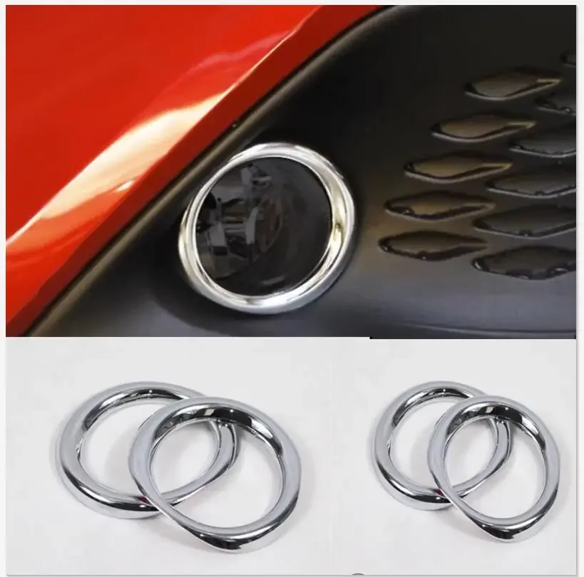 Silver 2PCS ABS Plastic Exterior Front Fog Lamp Circle Cover Trim Auto Car Styling Decorations fit for Toyota CHR 2017 2018 2020