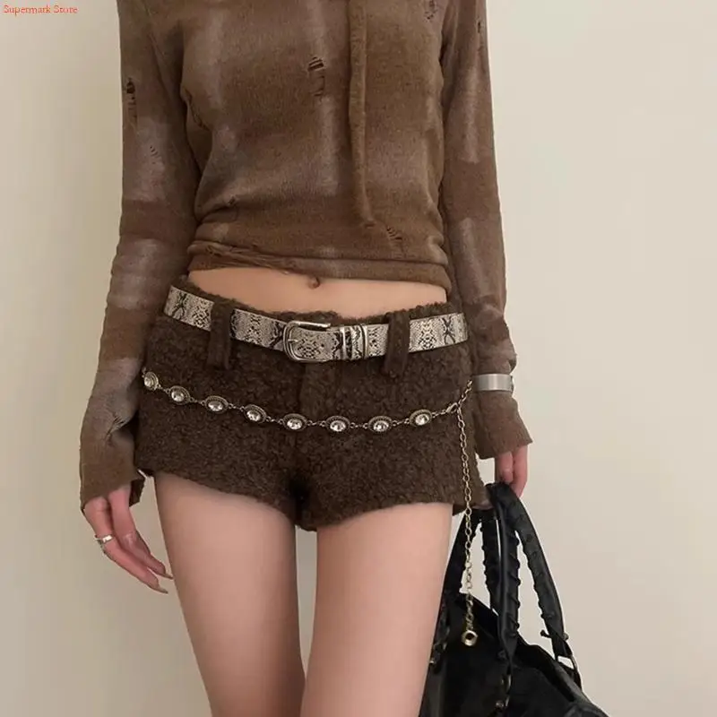 Q5WE Modern Women Waist Belt Chain with Leopard Print PU for Street Wearing