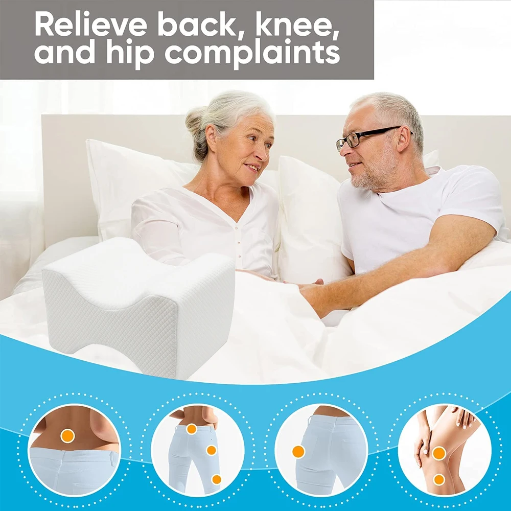 Knee Pillow for Side Sleepers, Memory Foam Wedge Contour, Leg Pillows for Sleeping, Spacer Cushion for Spine Alignment,Back Pain