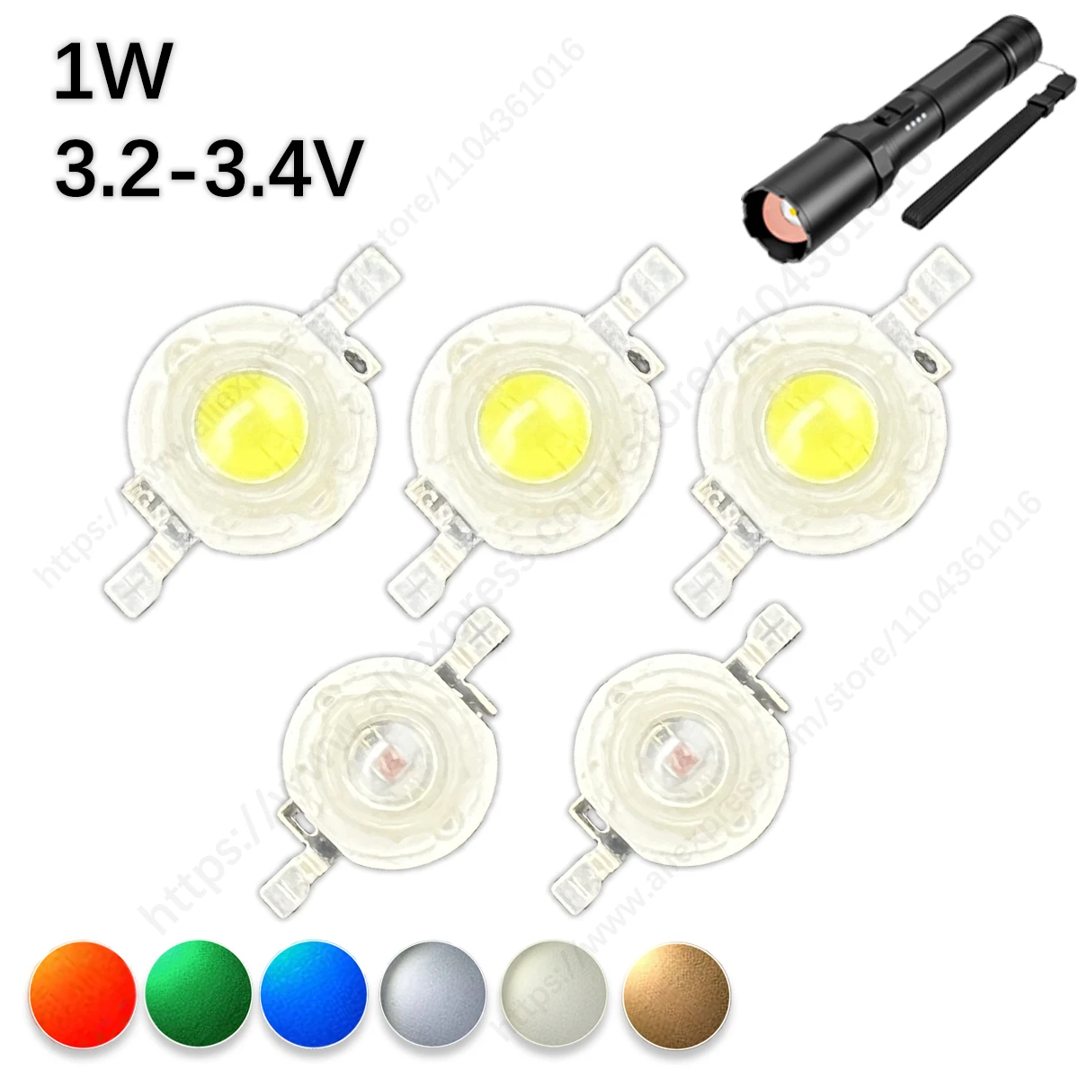 穂軸LEDミニ電球チップ,日曜大工,スポットライトとダウンライト,100-3.2 lm,1w,3w,3.6-1000 v入力,10-個