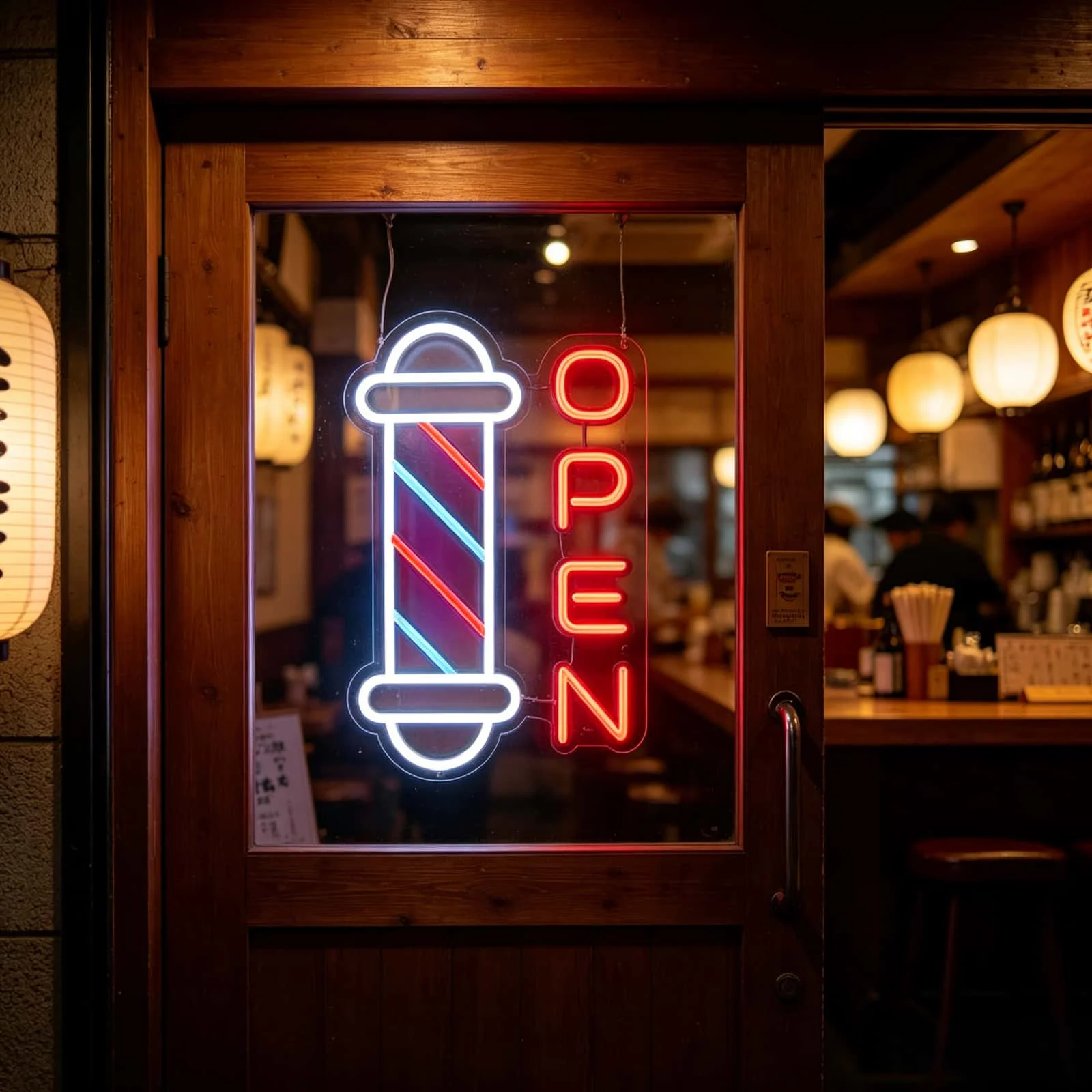 Barber Shop Open Neon Sign Classic Barber Pole LED Neon Light Wall Decor Hair Salon Window Door Business Open Sign