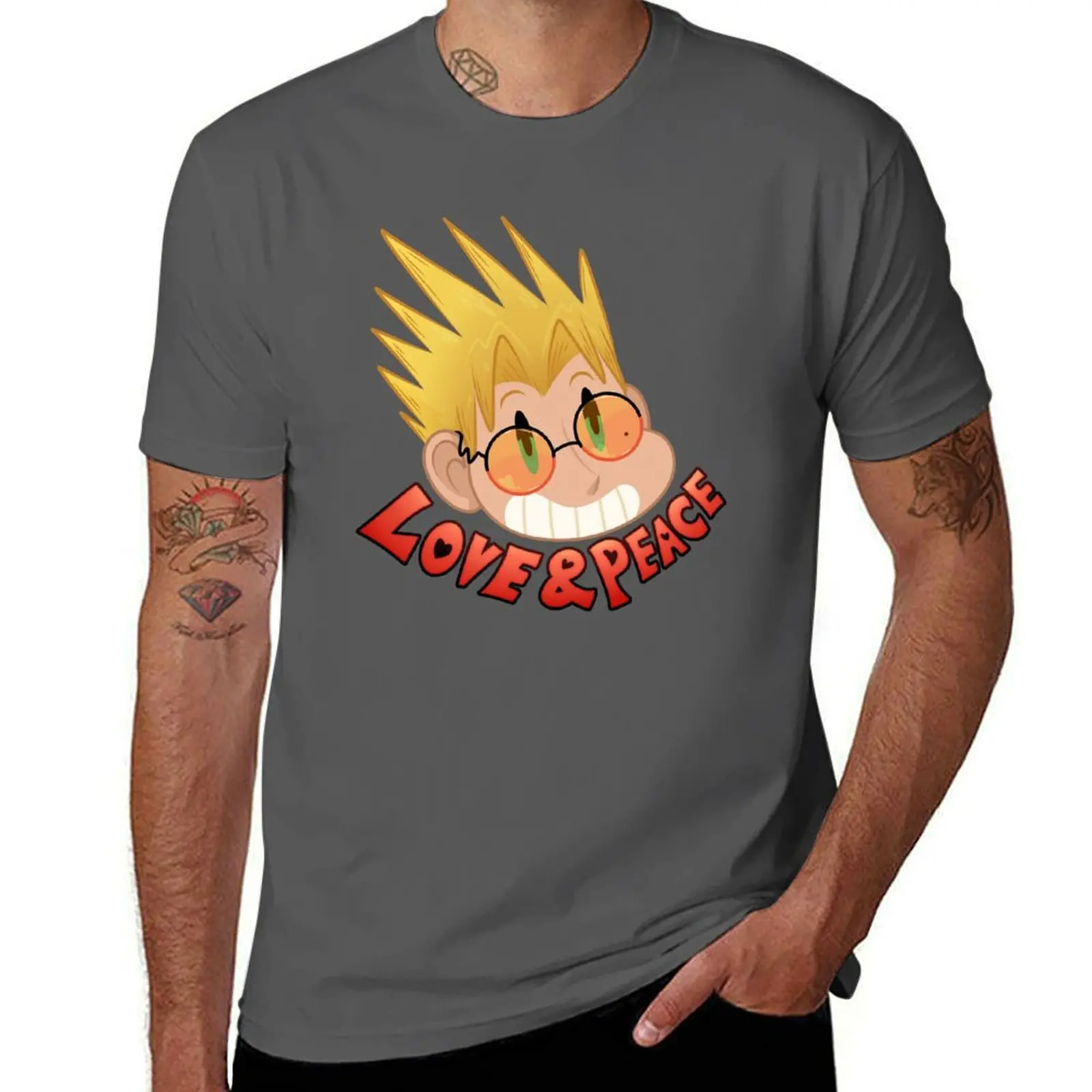 

Vash LOVE & PEACE T-Shirt valentines clothes tees anime t shirts t shirt men