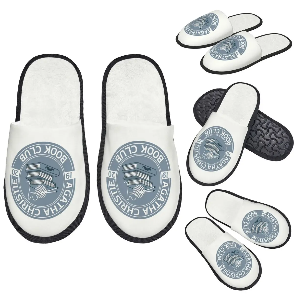 

Custom Agatha Christie Book Club Slippers Memory Foam Warm Soft Women House Slipper Indoor Cozy Shoes