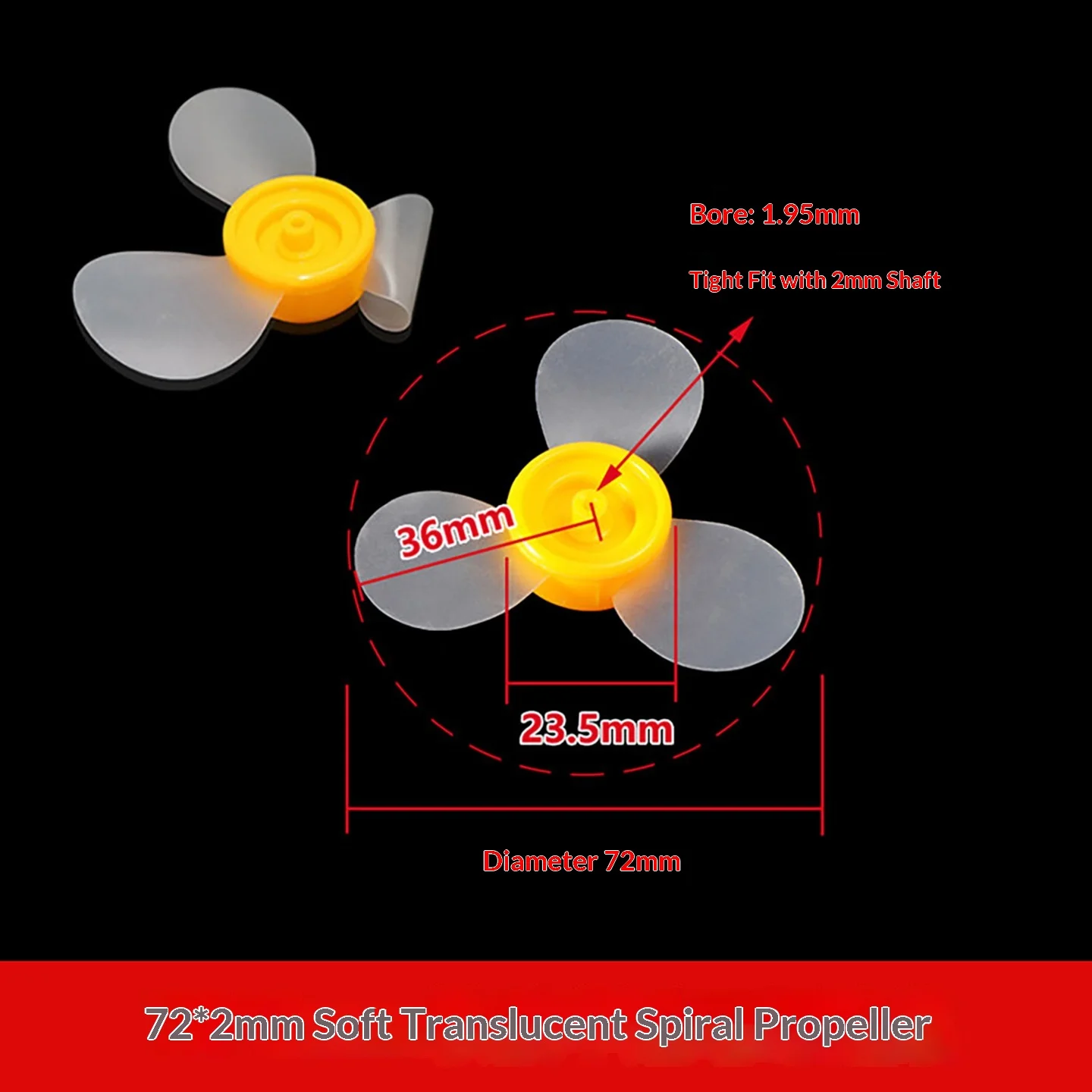 Soft Silicone 3-Blade Propeller 72*2MM Semi-transparent Transparent Fan Blades DIY Parts for Student Physics Experiment Robot