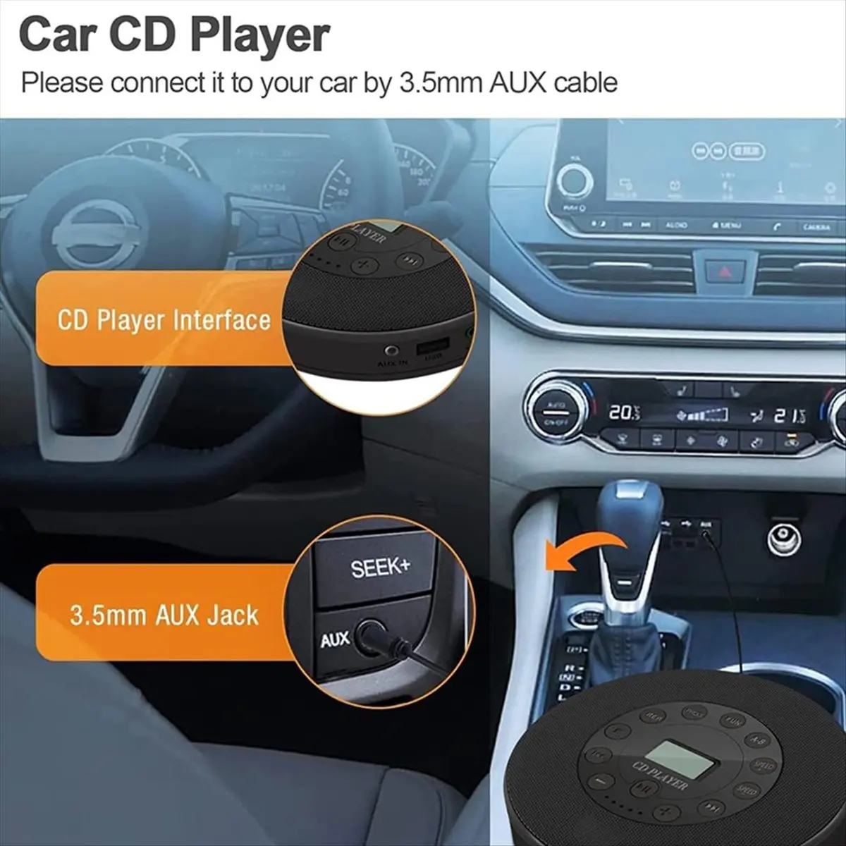 【▶♦△POPULAR PICK】Portable CD Player with Speaker Anti Skip CD Player for Car MP3 Compatibility Support Recording Built in Mic