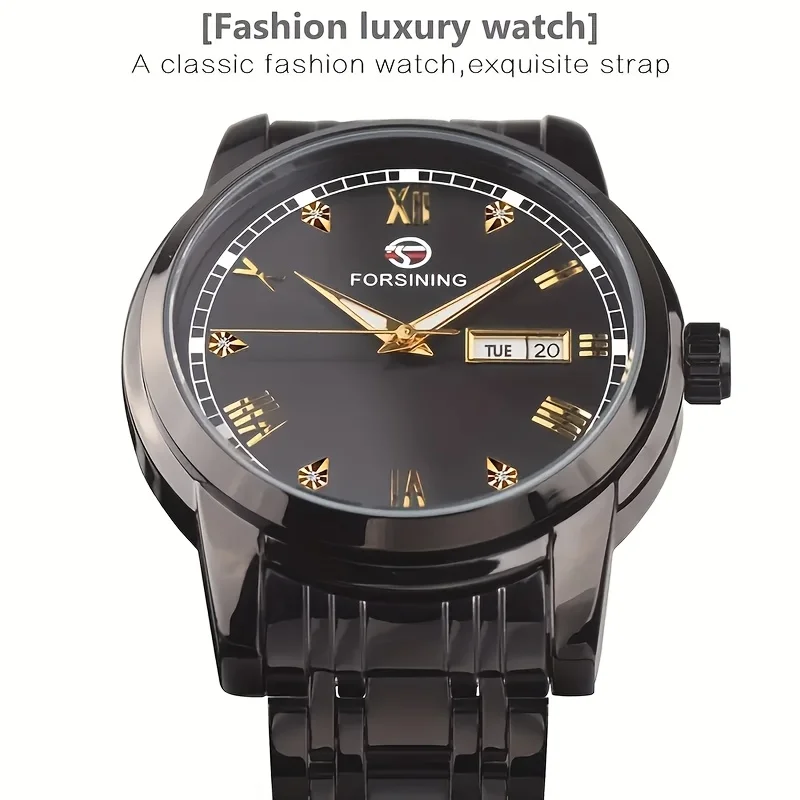 ساعة رجالية فاخرة، ساعة ميكانيكية أوتوماتيكية، نمط عمل، كاجوال عصرية للعمل، بسيطة وأنيقة، ساعة رائعة وسيم للرجال، عرض تقويم، حركة ميكانيكية، لف أوتوماتيكي، ساعة يد رجالية فاخرة أفضل هدية له #2