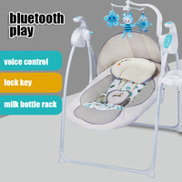 Infant Baby Deluxe Portable Electric Bluetooth Musical Rocking Chair Cradle Bed Placating Crib Soft Voice Control Recline Chair