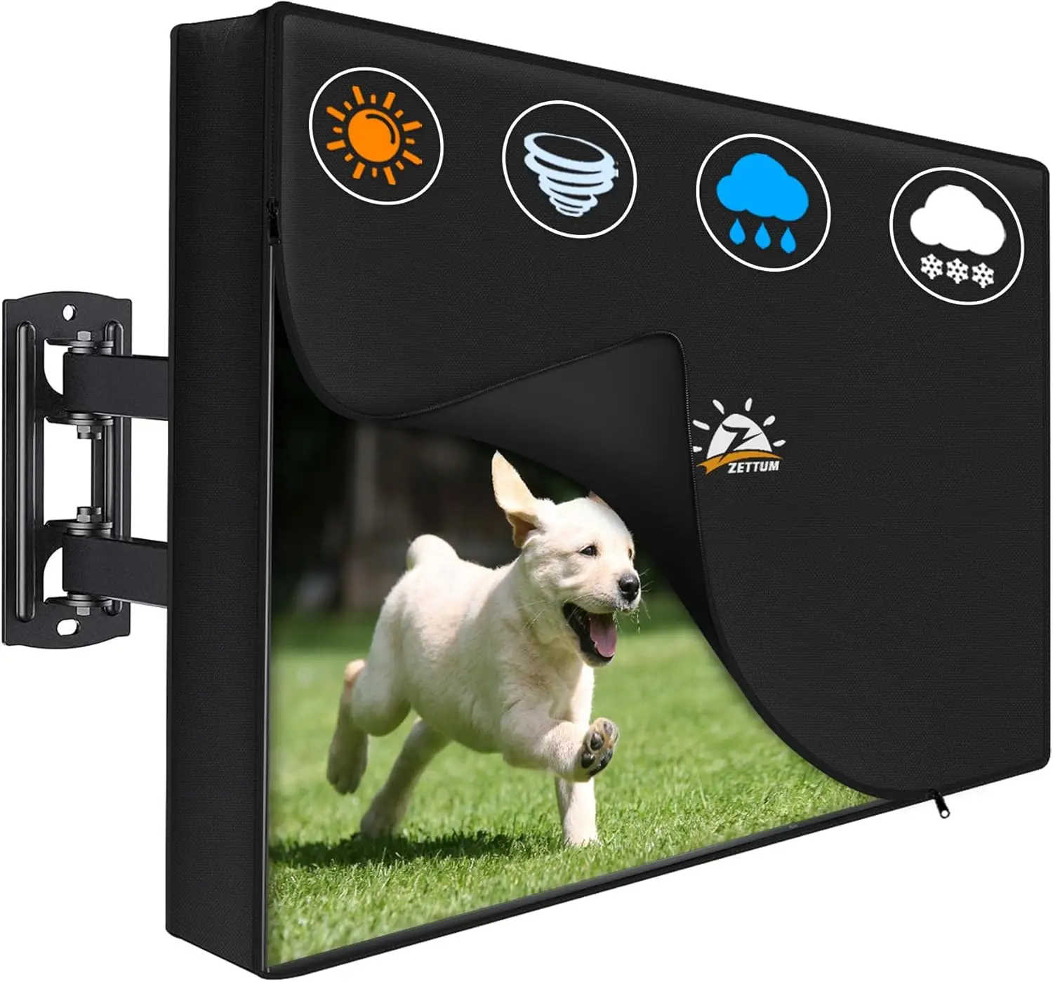 

Outdoor TV Cover 75 Inch - Heavy Duty Waterproof Protector with Zipper for 70-75 Flat Screen TVs, Remote Pocket